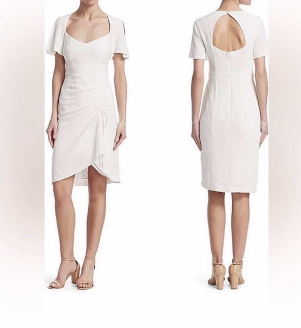 Nanette Lepore “Core Portrait” Dress- White Floral Jacquard Stretch Knit Size 0